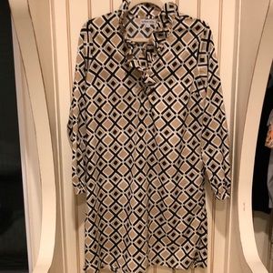 STUNNING LIGHT WEIGHT GEOMETRIC DRESS WITH RUFFLES